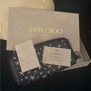 Jimmy Choo Filipa Star Studded Wallet-Studded Black and silver Women's wallet
